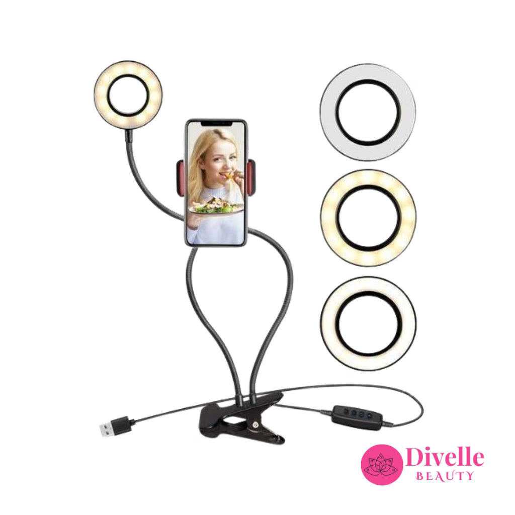 Mini Clip Ring Light with Cell Phone Holder